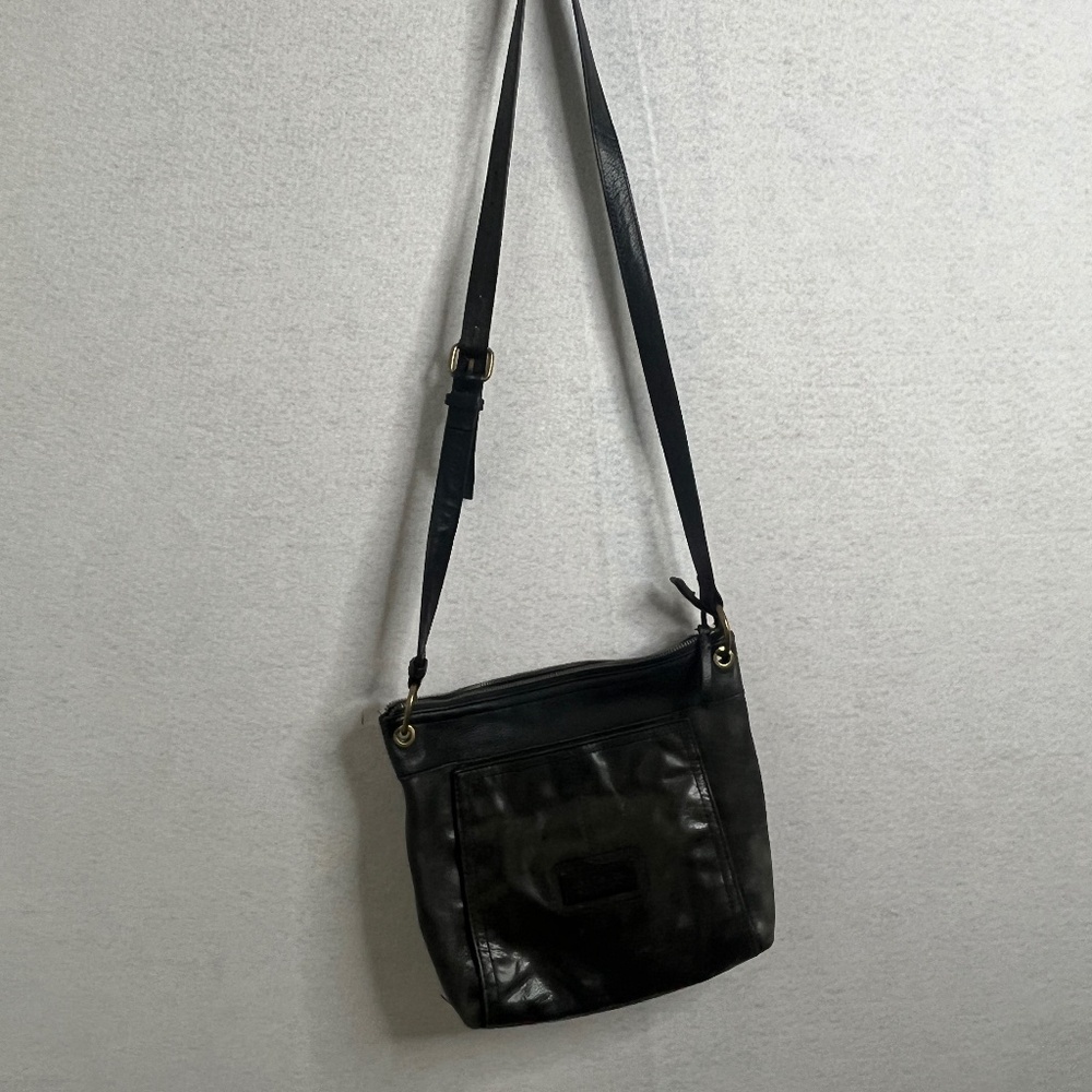 American Leather Co Black Leather Crossbody Bag Adjustable Strap